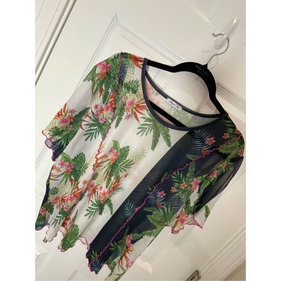 Paper Tee women’s blouse 2X floral see through - Picture 1 of 6